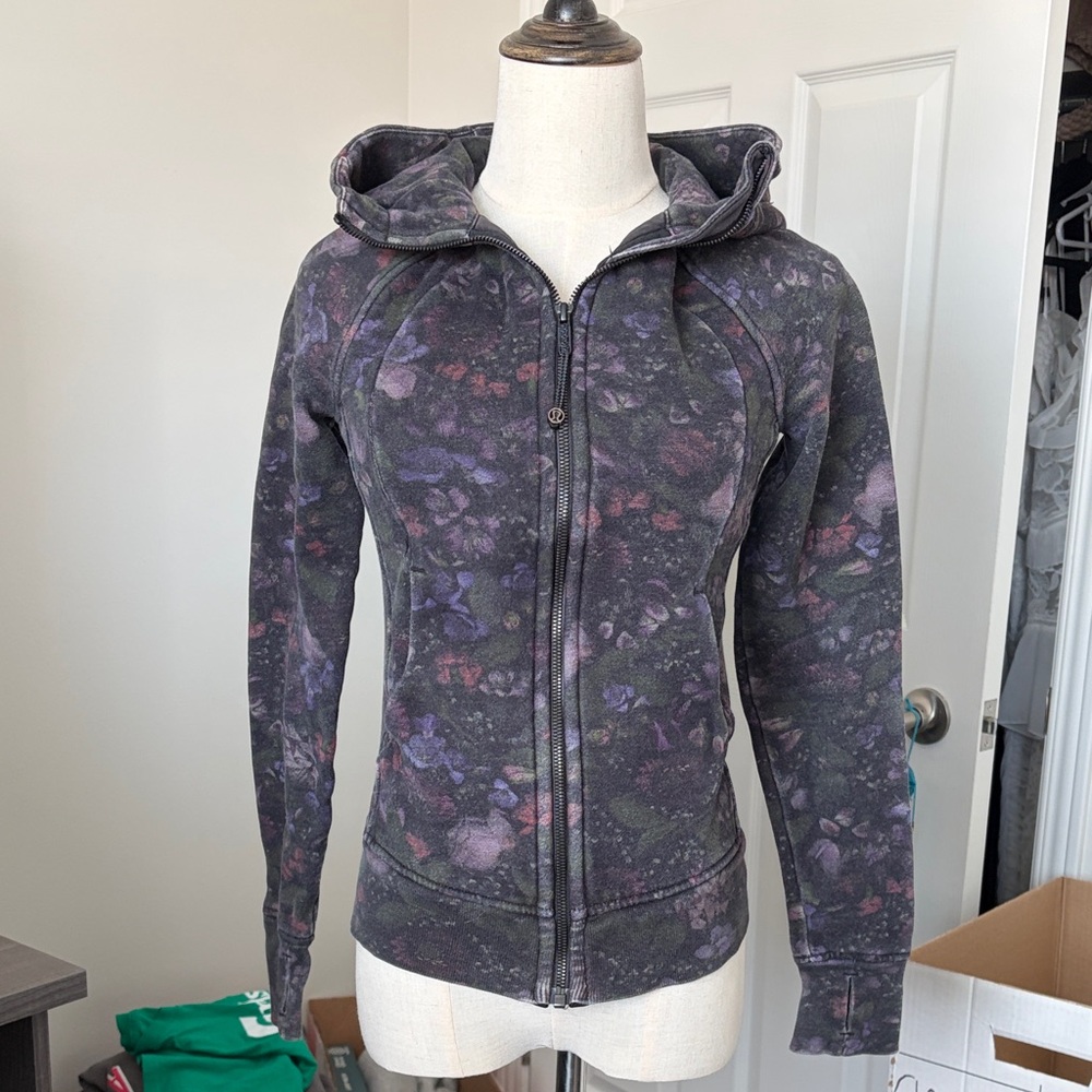Lululemon scuba hoodie black washed floral